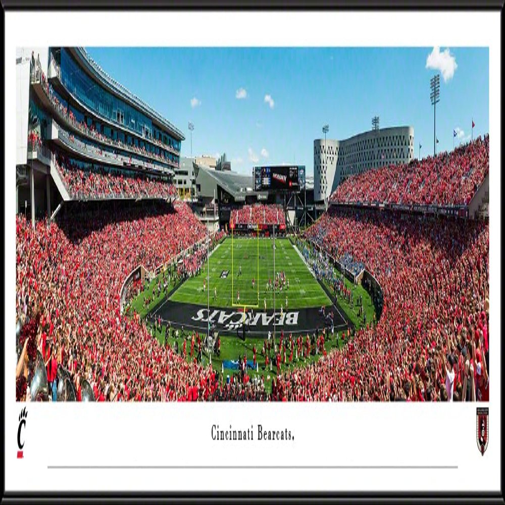 Cincinnati Bearcats Football, End Zone - Standard Framed Print by Blakeway Panoramas (40.25"W x 13.75"H)