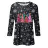 3/4 Length Sleeve Womens Tops Christmas Plus Size Shirts Casual Funny Merry and Bright Fall Blouses Crewneck Three Quarter Holiday Vacation Tunic Tops Christmas Blouses for Women, Vermilion, 5X-Large view 3