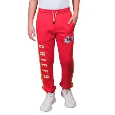 Ultra Game NFL Official Youth Super Soft Game Day Striped Jogger Sweatpants, Kansas City Chiefs, Team Color, 18-20
