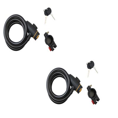 2-Pack Bicycle Locks with Keys and Mounting Brackets  11.5mm x 47" Steel Security Cable for Bikes, Scooters & Outdoor Gear  Black PVC Coated