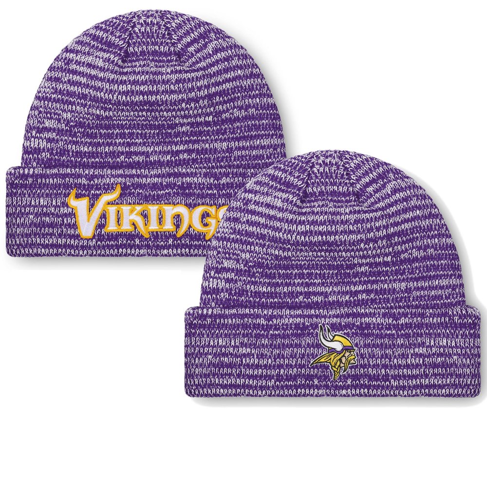 FOCO NFL Unisex-Adult Official Marled Cold Weather Cuffed Knit Beanie in Clear Ball Ornament (US, Alpha, One Size, Minnesota Vikings)