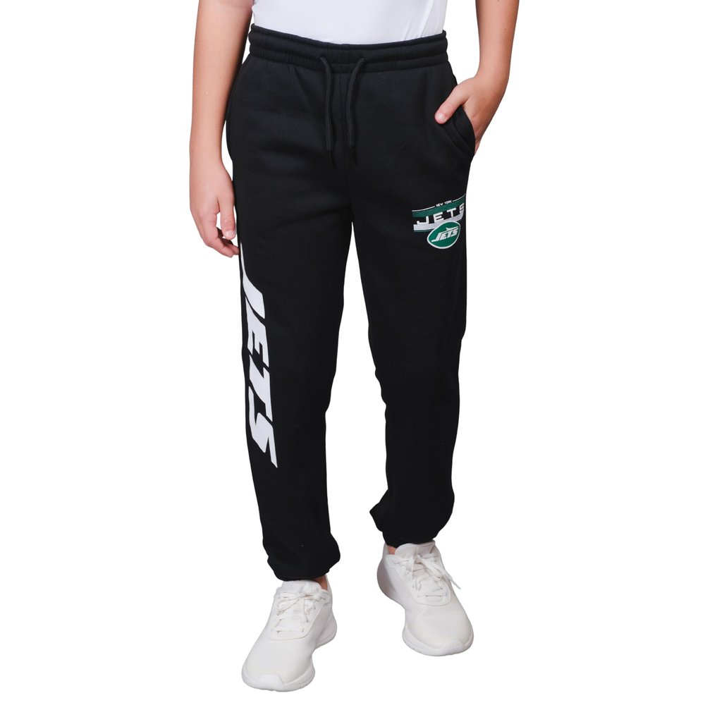 Ultra Game NFL Official Youth Super Soft Game Day Jogger Sweatpants, New York Jets, Black, 14-16