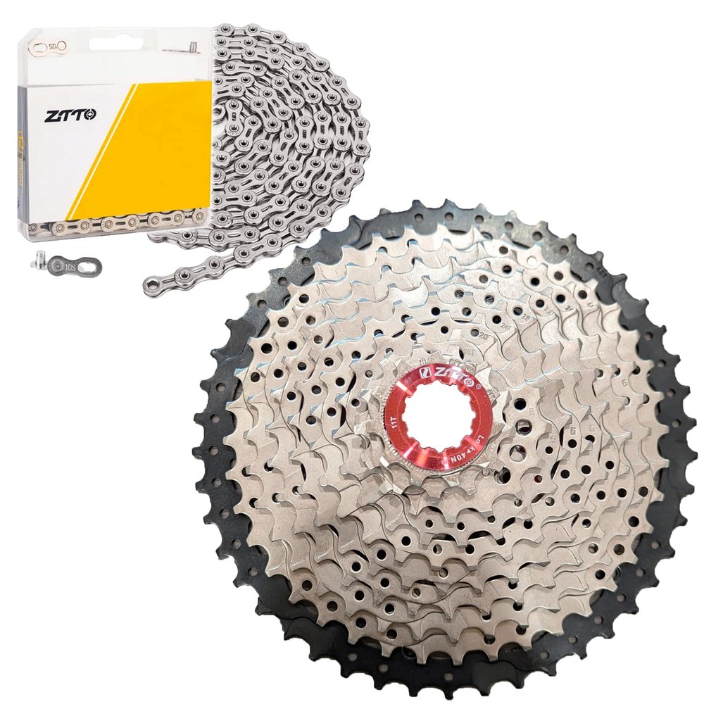 ZTTO 10-Speed 11-46T Cassette 11/13/16/20/24/28/32/36/40/46T and Z10 Chain, for Mountain/Road Bike, Compatible with Shimano/SRAM