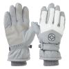 PATIKIL Winter Ski Snow Gloves, 1 Pair Waterproof Winter Warming Gloves Touchscreen Skiing Work Gloves for Women, Light Grey-White view 1