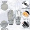PATIKIL Winter Ski Snow Gloves, 1 Pair Waterproof Winter Warming Gloves Touchscreen Skiing Work Gloves for Women, Light Grey-White view 4