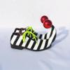 dPois Adults Halloween Clown Cosplay Shoes Stripe Clown Shoes with Red Ball Carnival Cosplay Shoe Black White 40/250 view 2