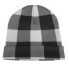 Black and White Plaid Knitted Hat for Men Women Warm Knit Cuffed Plain Beanie Hat Skull Cap for Exercise Warm Winter Hats Fashion Ski Hat for Skiing view 4