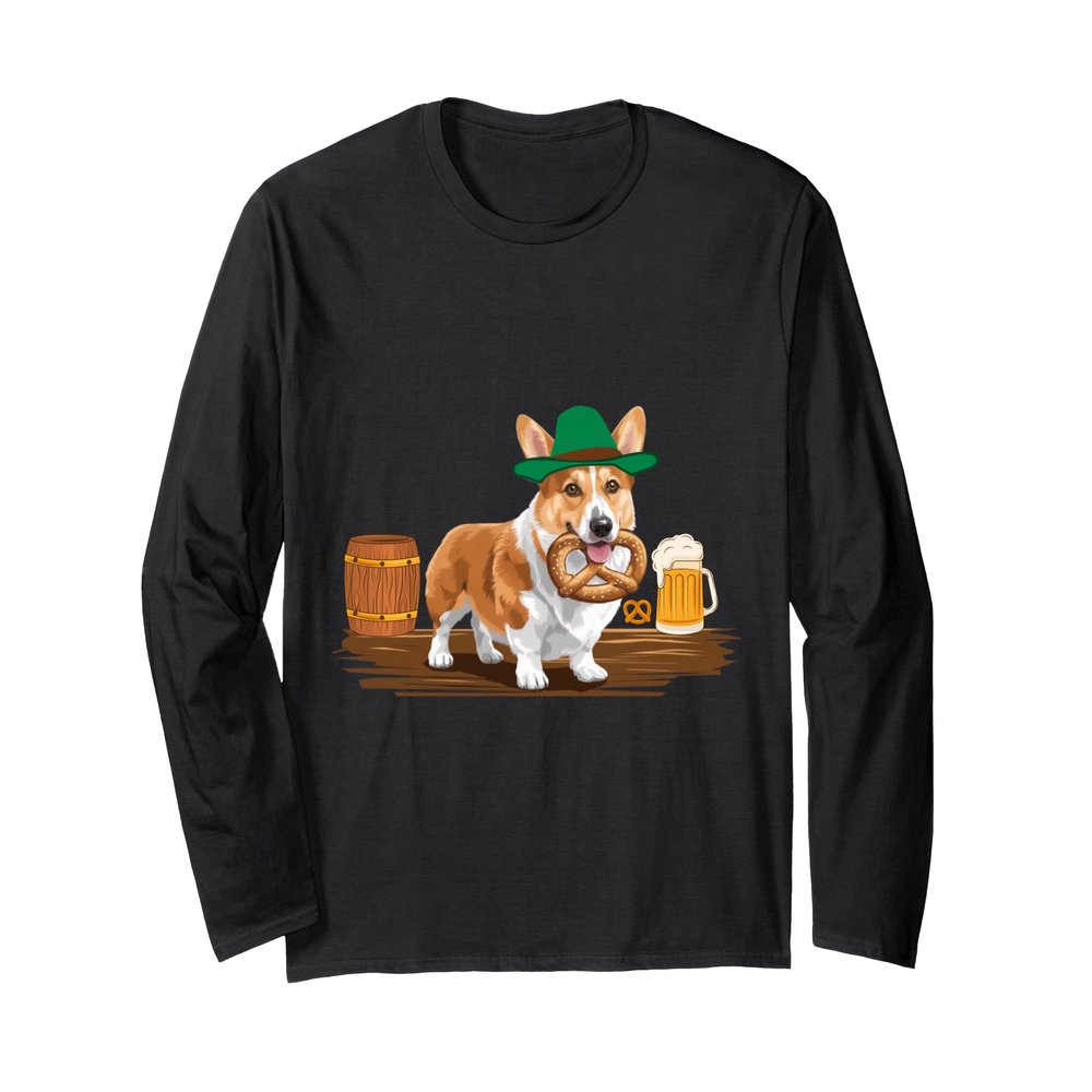 Corgi With Pretzel Long Sleeve T-Shirt