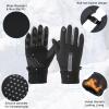 PATIKIL Winter Ski Snow Gloves, 1 Pair Waterproof Winter Warming Gloves Touchscreen Skiing Work Gloves for Men, Black-Dark Grey view 4