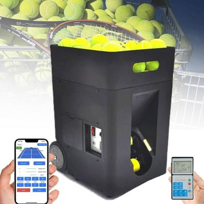 Tennis Ball Machine, Automatic Tennis Ball Launcher, Three-Position Adjustable Pull Rod, Dual-Mode Control, Remote Control and Mobile Phone Control, No Worries for Single Person Training