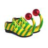 dPois Adults Halloween Clown Cosplay Shoes Stripe Clown Shoes with Red Ball Carnival Cosplay Shoe Yellow Green 43/265 view 1