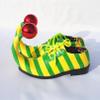 dPois Adults Halloween Clown Cosplay Shoes Stripe Clown Shoes with Red Ball Carnival Cosplay Shoe Yellow Green 43/265 view 2
