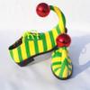 dPois Adults Halloween Clown Cosplay Shoes Stripe Clown Shoes with Red Ball Carnival Cosplay Shoe Yellow Green 43/265 view 3