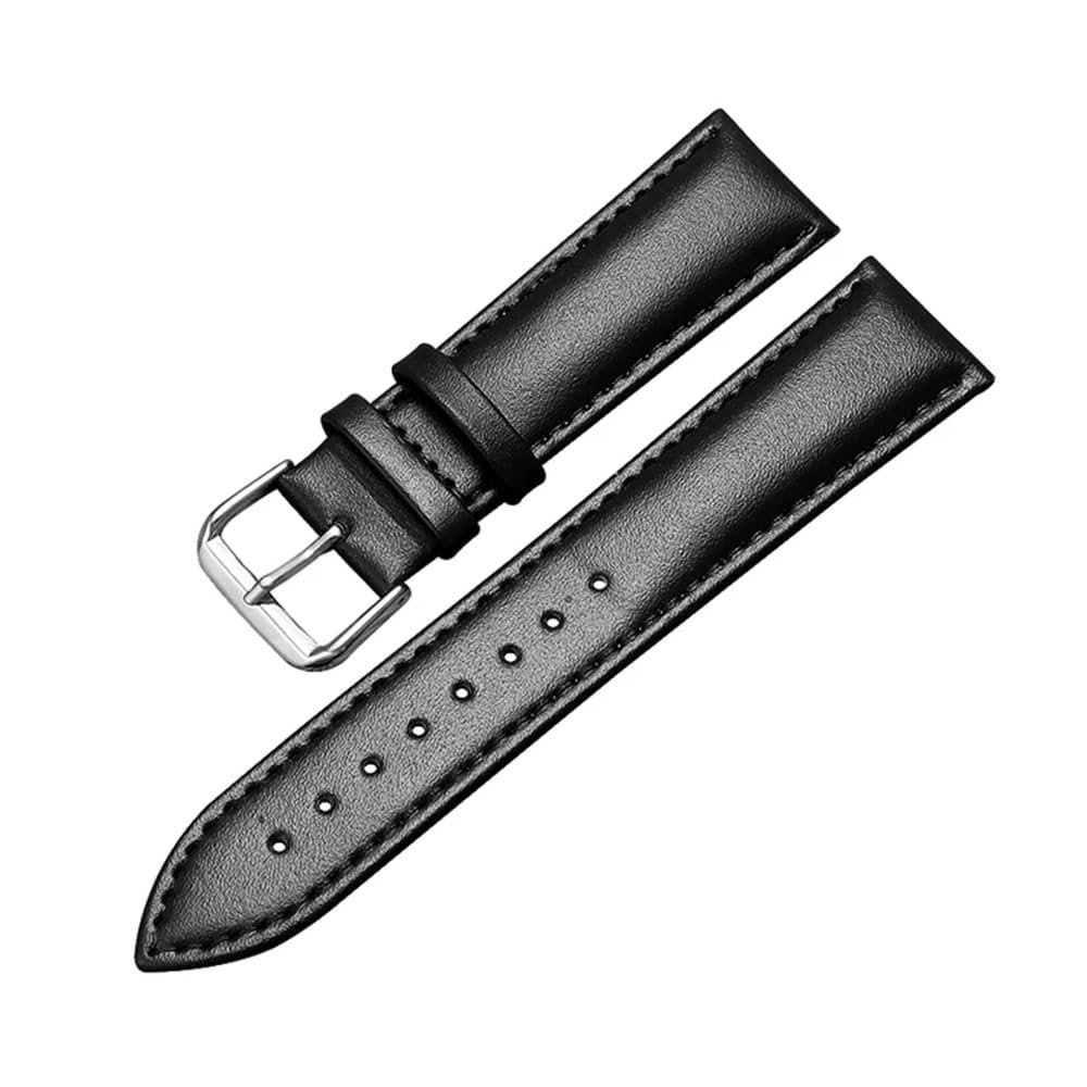 FENSAJRD Genuine Leather Watch Bands Strap 18mm, 20mm, 22mm, 24mm Men General Watch Band Strap(Black,20mm)