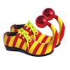 dPois Adults Halloween Clown Cosplay Shoes Stripe Clown Shoes with Red Ball Carnival Cosplay Shoe Red Yellow 43/265 view 1
