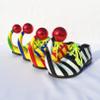 dPois Adults Halloween Clown Cosplay Shoes Stripe Clown Shoes with Red Ball Carnival Cosplay Shoe Red Yellow 43/265 view 3