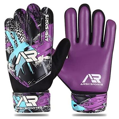 Arsh Sports Soccer Goalie Gloves,Football Goalkeeper Gloves for Kids Boys Youth Children Double Wrist Protection Along 4mm Super Grip Palm (Purple New, Size 2 Suitable for 4-5 Years)