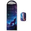 AILONEN Wolf Sleeping Bag,3 Season Warm and Cool Weather,Lightweight,Waterproof,Wild Animala Night Sky Wolfs Sleeping Bag for Boys Girls Kids Adults,Traveling,Outdoors view 1