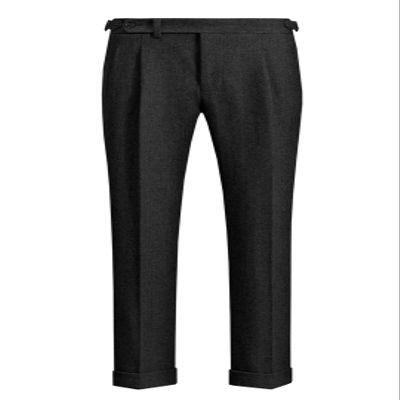 Ceehuteey Men's Business Dress Suit Pants Thick Wool Pleated Front Herringbone Tweed Trousers (Black, 34W x 32L)