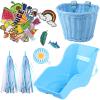 Aurelema Doll Bike Seat with 30 Pcs Stickers Decals Bike Basket for Kids Bike Handlebar Streamers Colorful Ribbons Tassel Daisy Bike Bell for Girls Boys Bike Accessories Christmas Kids Gift(Blue) view 1