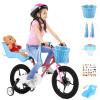 Aurelema Doll Bike Seat with 30 Pcs Stickers Decals Bike Basket for Kids Bike Handlebar Streamers Colorful Ribbons Tassel Daisy Bike Bell for Girls Boys Bike Accessories Christmas Kids Gift(Blue) view 4