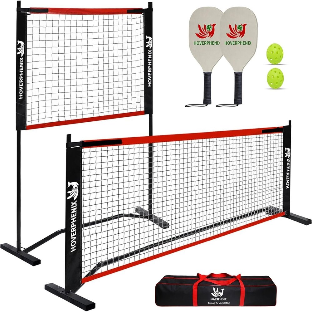 10FT Mini Pickleball Net, 4FT Adjustable Height Dink Training Rebounder Net with Paddles Set of 2, Pickleballs and Carry Bag for Outdoor Indoor Driveway Game, Easy Setup