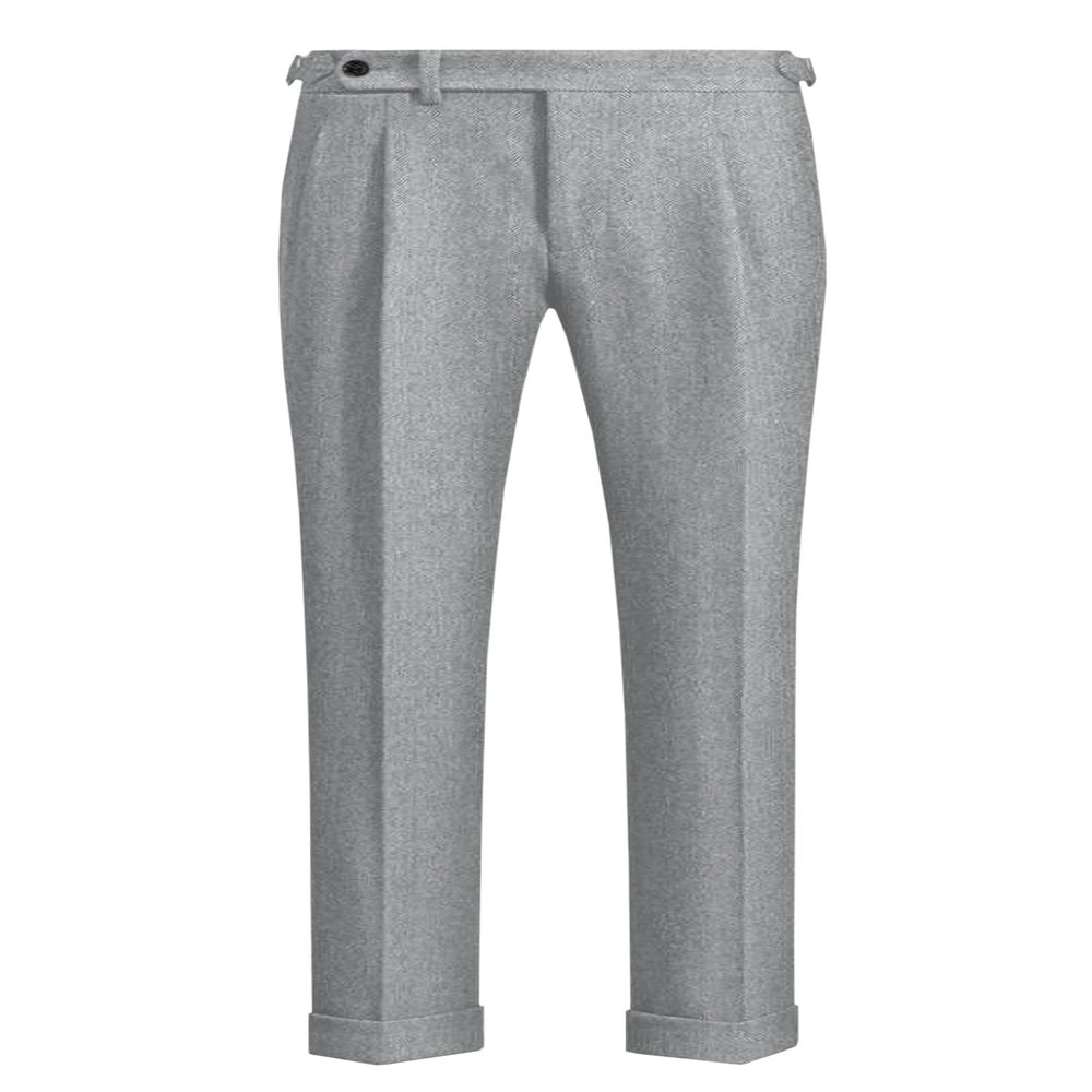 Ceehuteey Men's Business Dress Suit Pants Thick Wool Pleated Front Herringbone Tweed Trousers (Sliver, 29W x 30L)