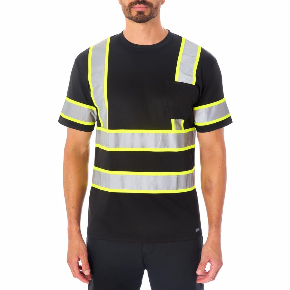 Smith's Workwear Short Sleeve High-Visibility Reflective Safety Tee Black
