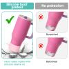 2PCS Protective Silicone Boot Bumper for Hydrojug Traveler 40 OZ Tumbler, Water Bottle Bottom Sleeve Cover Accessories for Hydrojug Mug Cup(Pink) view 3