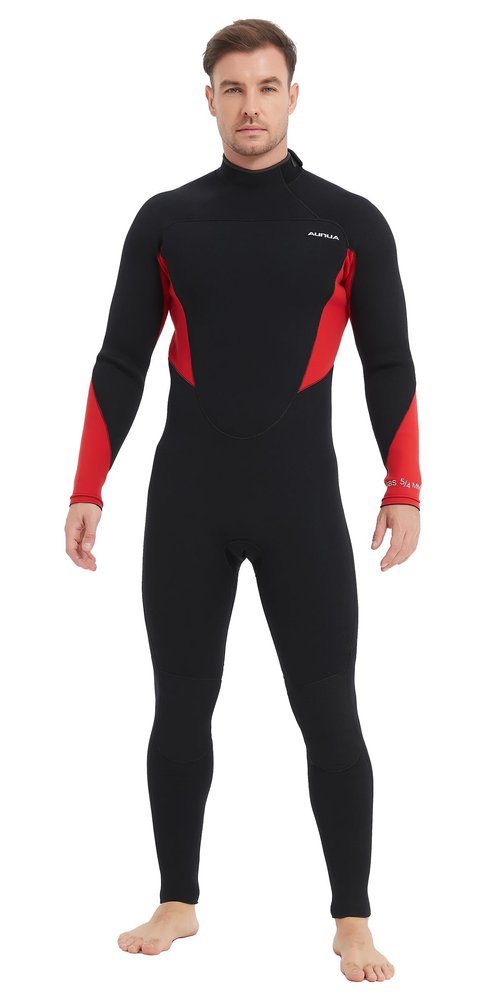 Aunua Wetsuits Men 5mm Back Zip Fullsuit Superstretch Neoprene GBS Seams Surfing Wetsuit(6051-2XL)