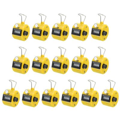 PATIKIL Clicker Counter, 16 Pcs 4 Digit Mechanical Handheld Tally Click Pitch Counter for Coaching Knitting, Golf, Lap, Fishing, Yellow