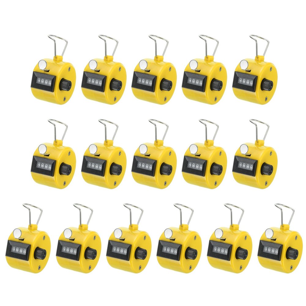 PATIKIL Clicker Counter, 16 Pcs 4 Digit Mechanical Handheld Tally Click Pitch Counter for Coaching Knitting, Golf, Lap, Fishing, Yellow