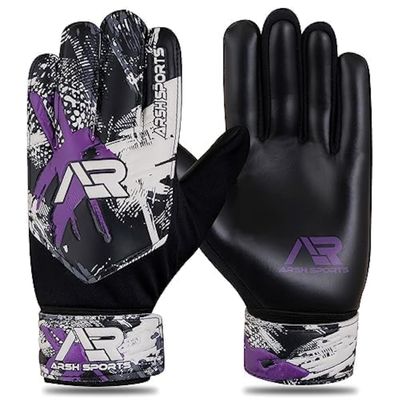 Arsh Sports Soccer Goalie Gloves,Football Goalkeeper Gloves for Kids Boys Youth Children Double Wrist Protection Along 4mm Super Grip Palm (Black New, Size 2 Suitable for 4-5 Years)