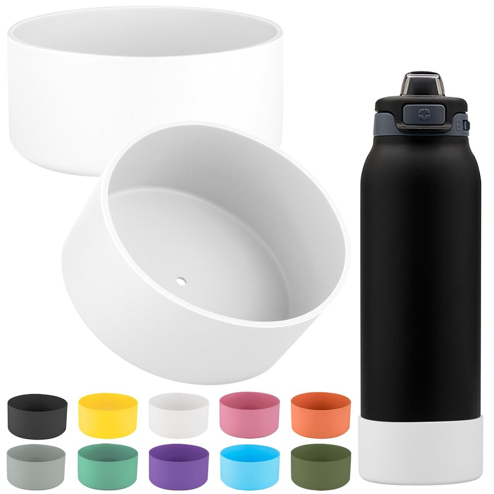 2 PCS Silicone Bottom for Ello Pop 32 OZ Water Bottle, Water Boot for Ello Pop,Avoid Scratches and Noise(white color 32oz)