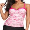 Talisea Women's Underwire Tankini Top Only Tummy Control Swimsuit Top Push Up Bathing Suit Top No Bottom Pink Leaves S view 2