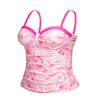 Talisea Women's Underwire Tankini Top Only Tummy Control Swimsuit Top Push Up Bathing Suit Top No Bottom Pink Leaves S view 3