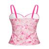 Talisea Women's Underwire Tankini Top Only Tummy Control Swimsuit Top Push Up Bathing Suit Top No Bottom Pink Leaves S view 4