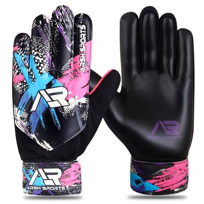 Arsh Sports Soccer Goalie Gloves,Football Goalkeeper Gloves for Kids Boys Youth Children Double Wrist Protection Along 4mm Super Grip Palm (Pink New, Size 6 Suitable for 13-15 Years)