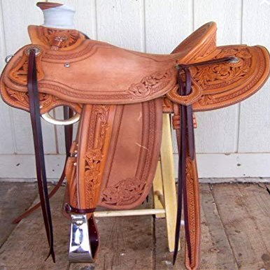 AD Saddlery Wade Tree A Fork Roping Ranch Work Leather Premium Western Horse Saddles for Horses Handmade Equestrian Trail Horse Saddle Tack Size: 10"-18" inches Seat WADE547 (10)