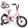 Betterland Folding Kids Bike,14 Inch Children Bicycle with Training Wheels and Dual Handbrakes Toddler Sport Bicycle for 3-9 Years Old Boys and GirlsPink view 1