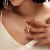 WP WEPICK Bubble Letter Necklace for Women,18K Gold Plated Charm Initial Necklaces Dainty Custom Name A-Z Personalized Pendent Necklace Jewelry Valentines Gifts, H view 2