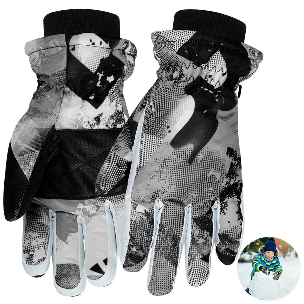 yeeplant Children's Waterproof Snow Gloves, Windproof Ski Mittens, Thick Thermal Gloves for Winter Sports, Sledding, Snowball Fights