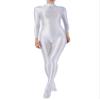 TiaoBug Womens Glossy Full Bodysuit One-Piece Swimsuit High Stretch Jumpsuit Workout Yoga Unitard White XX-Large view 1