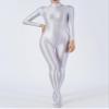 TiaoBug Womens Glossy Full Bodysuit One-Piece Swimsuit High Stretch Jumpsuit Workout Yoga Unitard White XX-Large view 2