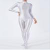 TiaoBug Womens Glossy Full Bodysuit One-Piece Swimsuit High Stretch Jumpsuit Workout Yoga Unitard White XX-Large view 3