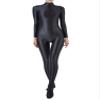 TiaoBug Womens Glossy Full Bodysuit One-Piece Swimsuit High Stretch Jumpsuit Workout Yoga Unitard Black Medium view 1