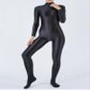 TiaoBug Womens Glossy Full Bodysuit One-Piece Swimsuit High Stretch Jumpsuit Workout Yoga Unitard Black Medium view 3