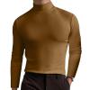 2024 Turtleneck Compression Shirt high Neck t Shirts for Men Turtleneck Sweater High Collar Long Sleeve Bottoming Shirt (Khaki,2XL) view 1