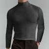 2024 Turtleneck Compression Shirt high Neck t Shirts for Men Turtleneck Sweater High Collar Long Sleeve Bottoming Shirt (Khaki,2XL) view 4