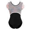 AFAVOM Ballet Leotards for Women Ballet Dance Leotard Adult Ballerina Classic Gymnastics Competition Leotard Floral Embroidery U Back Basic Leotard Short Sleeve Dancewear Bodysuit Black 2XL view 2
